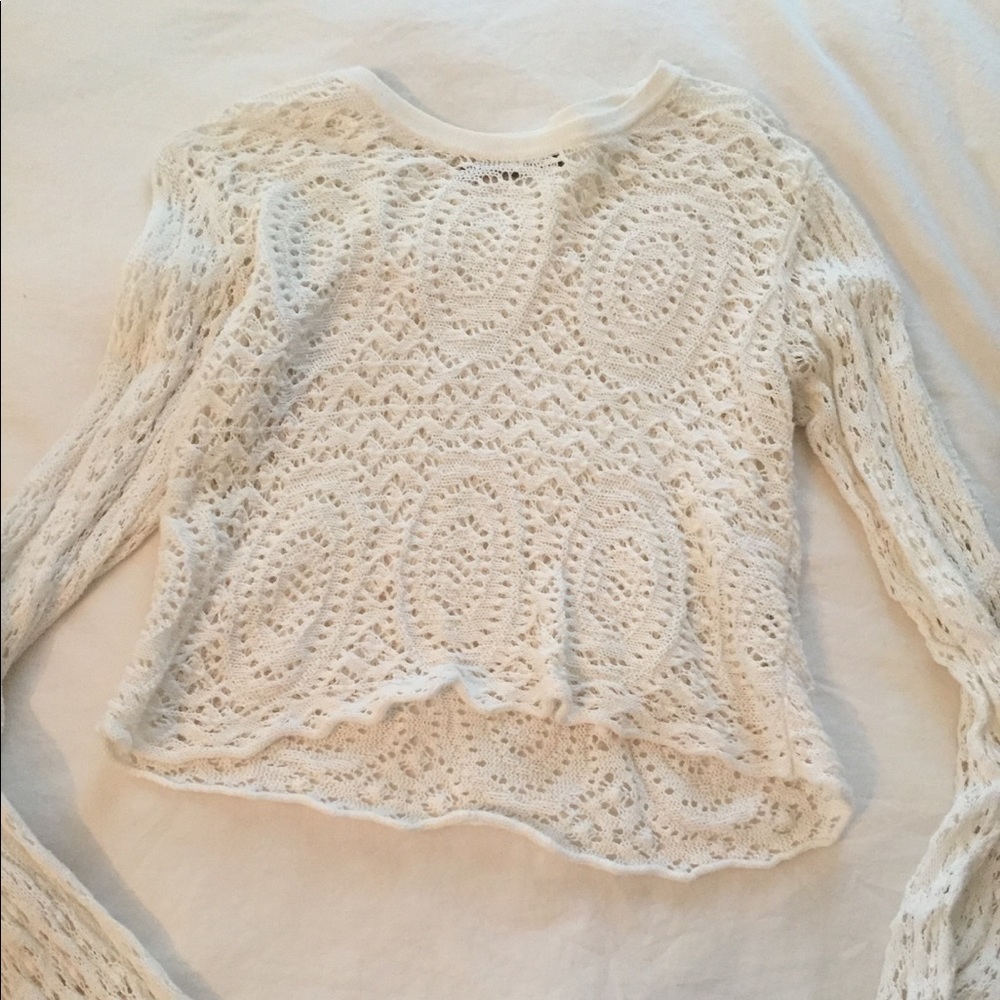 white Nordstrom cropped sweater